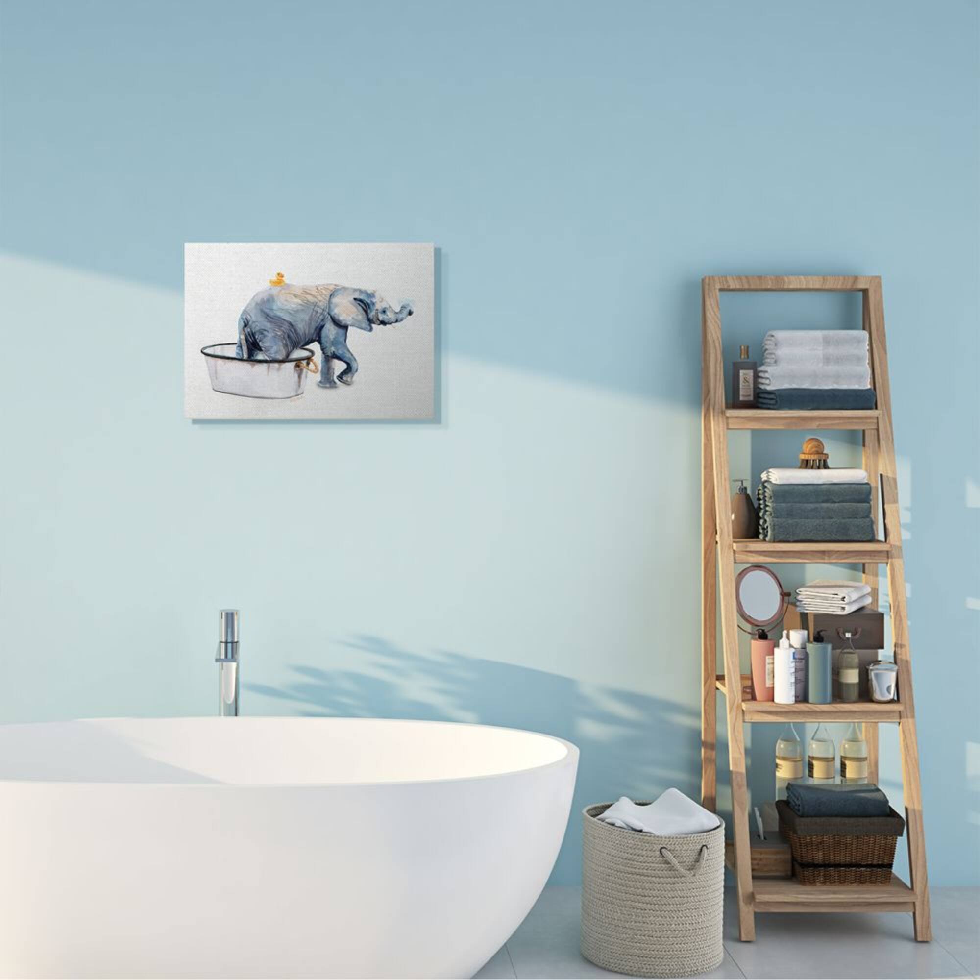 Stupell Industries Charming Rustic Elephant In Bubble Bath Painting Canvas Wall Art